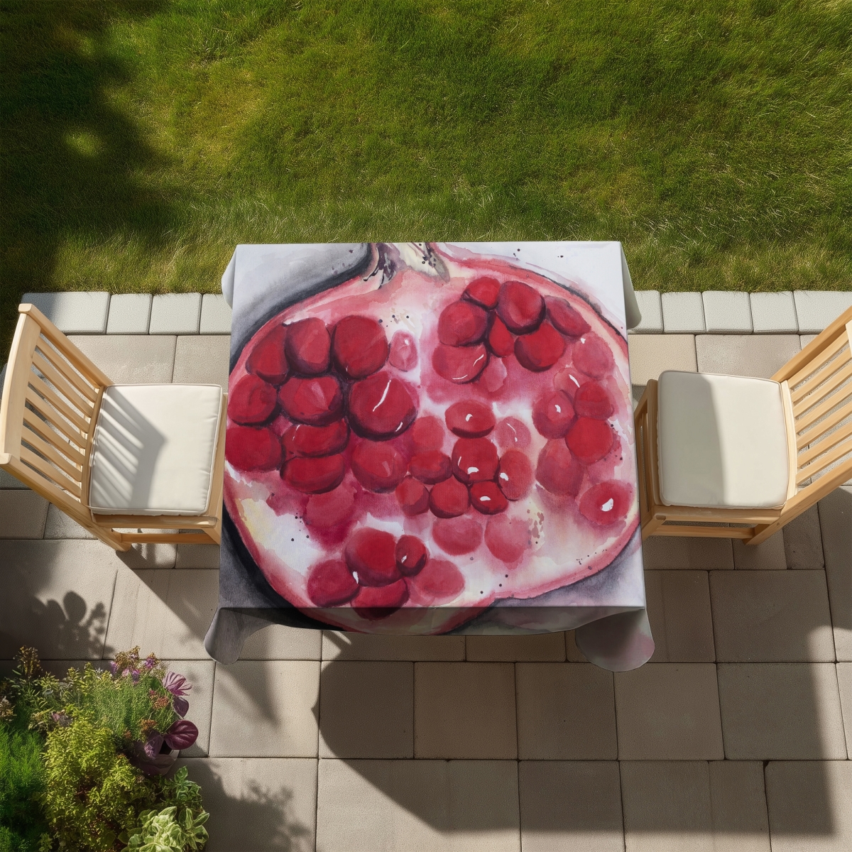 Picture of Begin Home Decor C1TC5858HVCJS1 58 x 58 in. Open Pomegranate Tablecloth - Red Kitchen Indoor & Outdoor Decor
