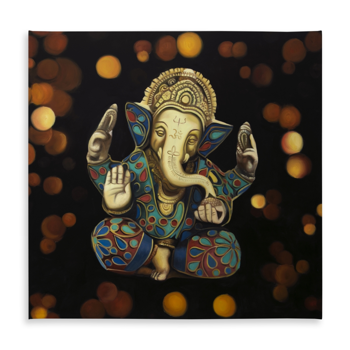 Picture of Begin Home Decor C1TC5858NFQ63Q 58 x 58 in. Ganesh Elephant Tablecloth - Indoor & Outdoor Decor - Asian Style