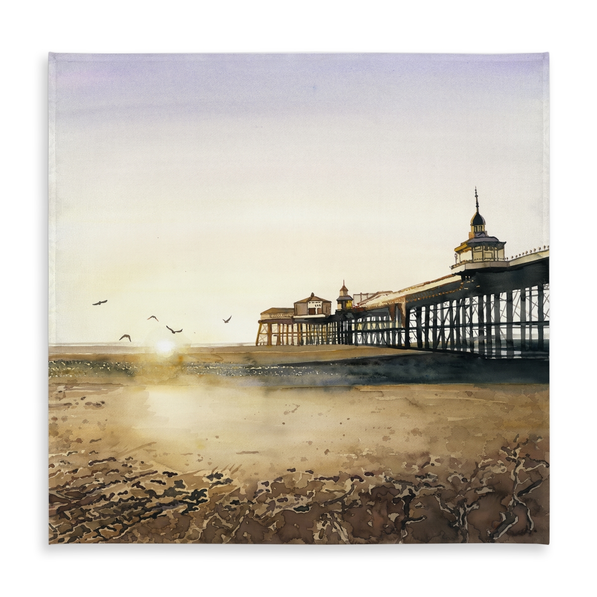 Picture of Begin Home Decor C1TC5858NCUETG 58 x 58 in. Sunset at the Beach Tablecloth - Coastal Bathroom Decor