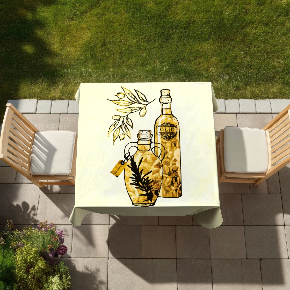 Picture of Begin Home Decor C1TC5858YX14YV 58 x 58 in. Artisanal Olive Oil Tablecloth - Yellow Indoor & Outdoor Decor