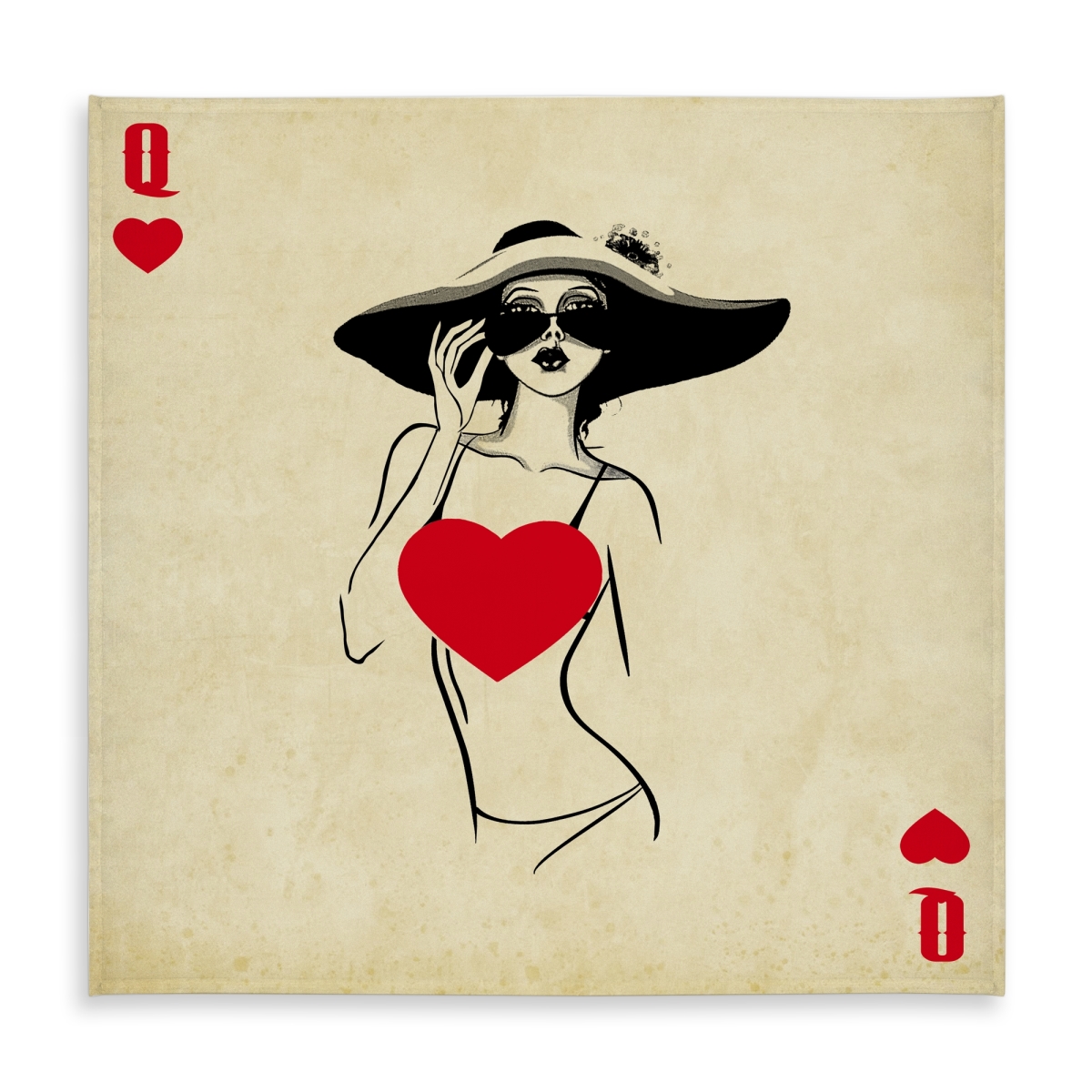 Picture of Begin Home Decor C1TC5858VVBIOD 58 x 58 in. Queen of Hearts Black Tablecloth - Indoor & Outdoor Home Decor