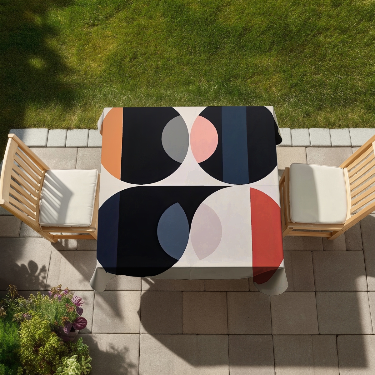 Picture of Begin Home Decor C1TC5858D90FUO 58 x 58 in. Imbed Circles Tablecloth - Minimalist Abstract Home Decor