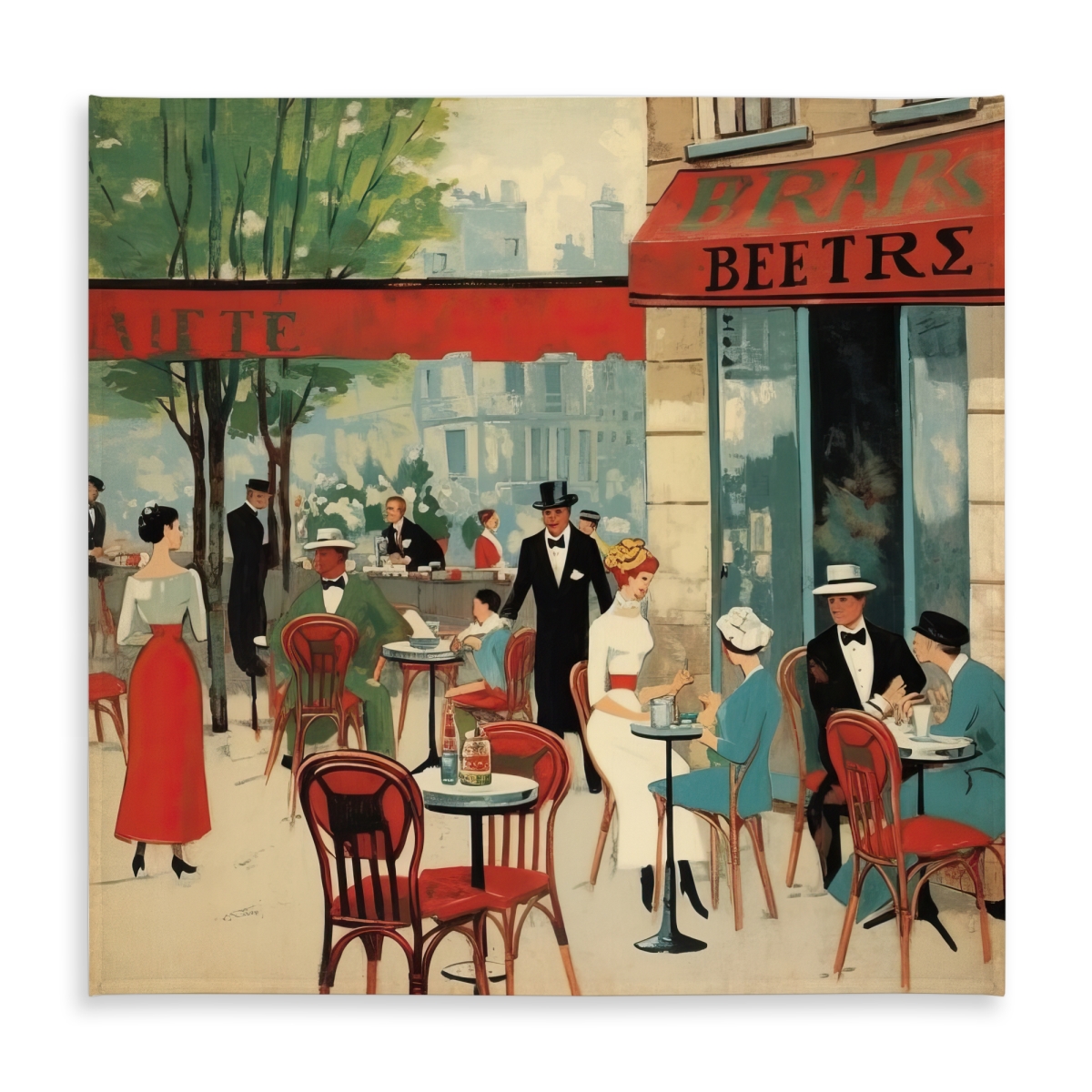 Picture of Begin Home Decor C1TC5858WJ3XJJ 58 x 58 in. Tablecloth for Home Decor - Public Coffee Shop Style