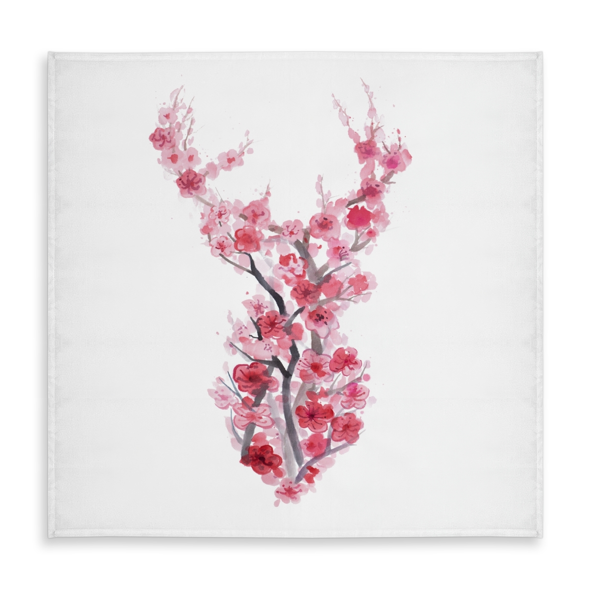 Picture of Begin Home Decor C1TC58585N7ZOE 58 x 58 in. Deer in Cherry Blossoms Tablecloth - Asian Pink Home Decor