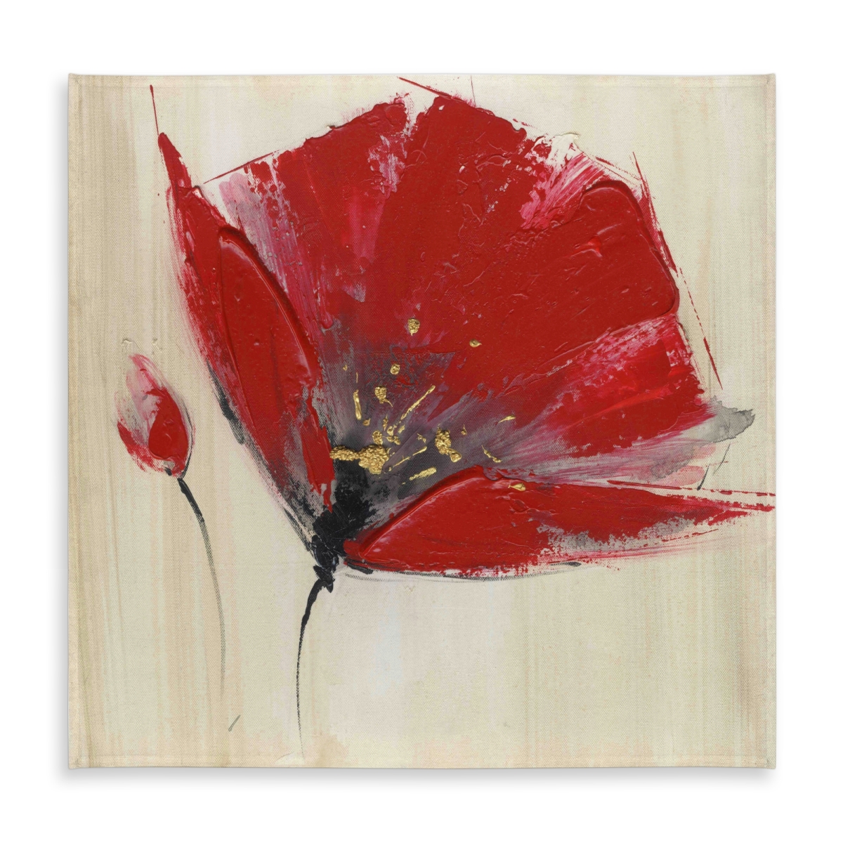 Picture of Begin Home Decor C1TC585828LB6Y 58 x 58 in. Gray Botanical Floral Tablecloth - Two Red Flowers Home Decor