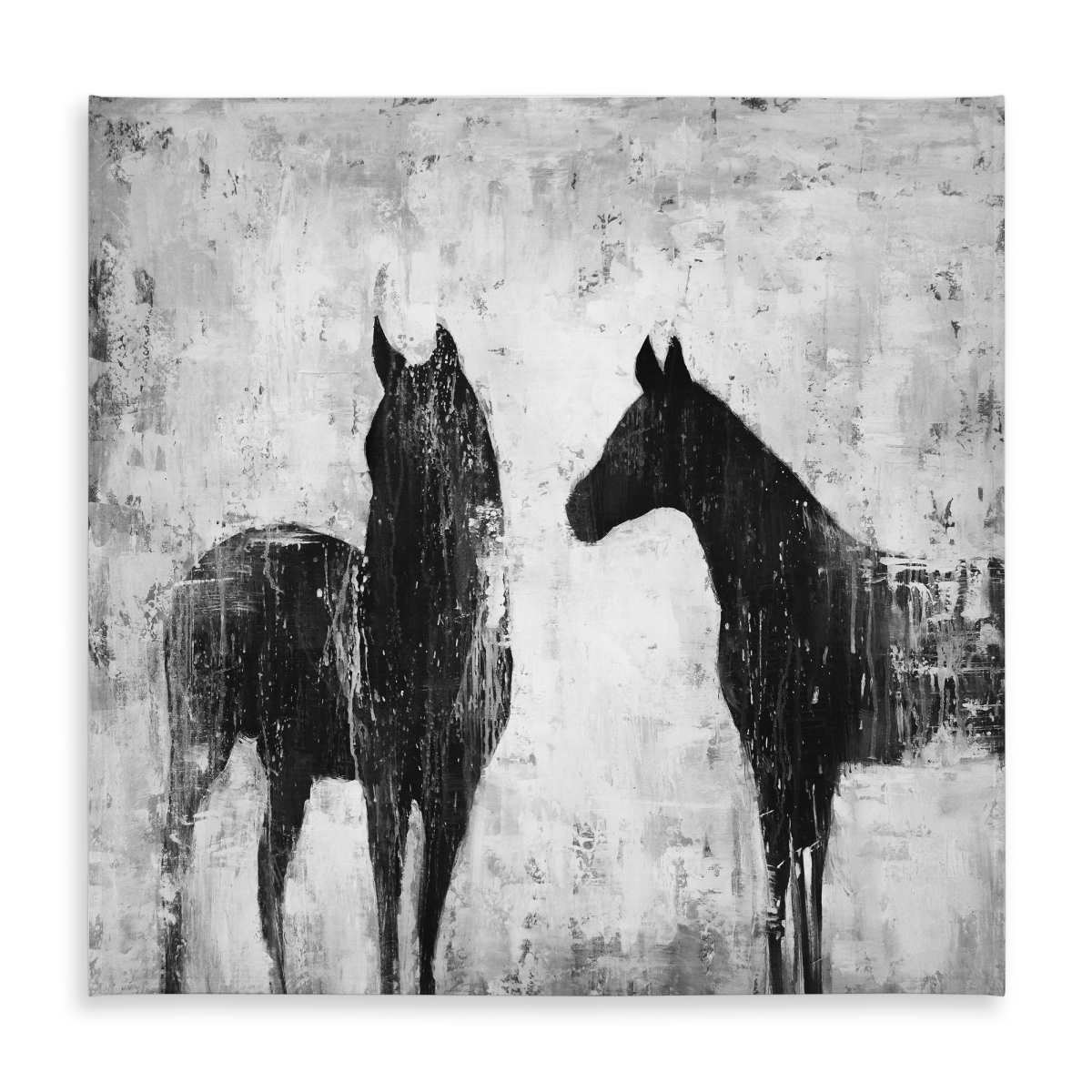 Picture of Begin Home Decor C1TC5858EY9IOM 58 x 58 in. Black & White Horses Tablecloth - Farm Animal Decor