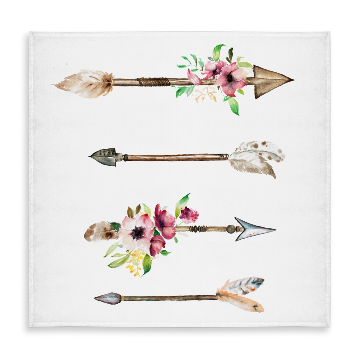 Picture of Begin Home Decor C1TC5858GMNRA9 58 x 58 in. Brown Floral Bohemian Tablecloth - Arrowheads & Flowers Decor