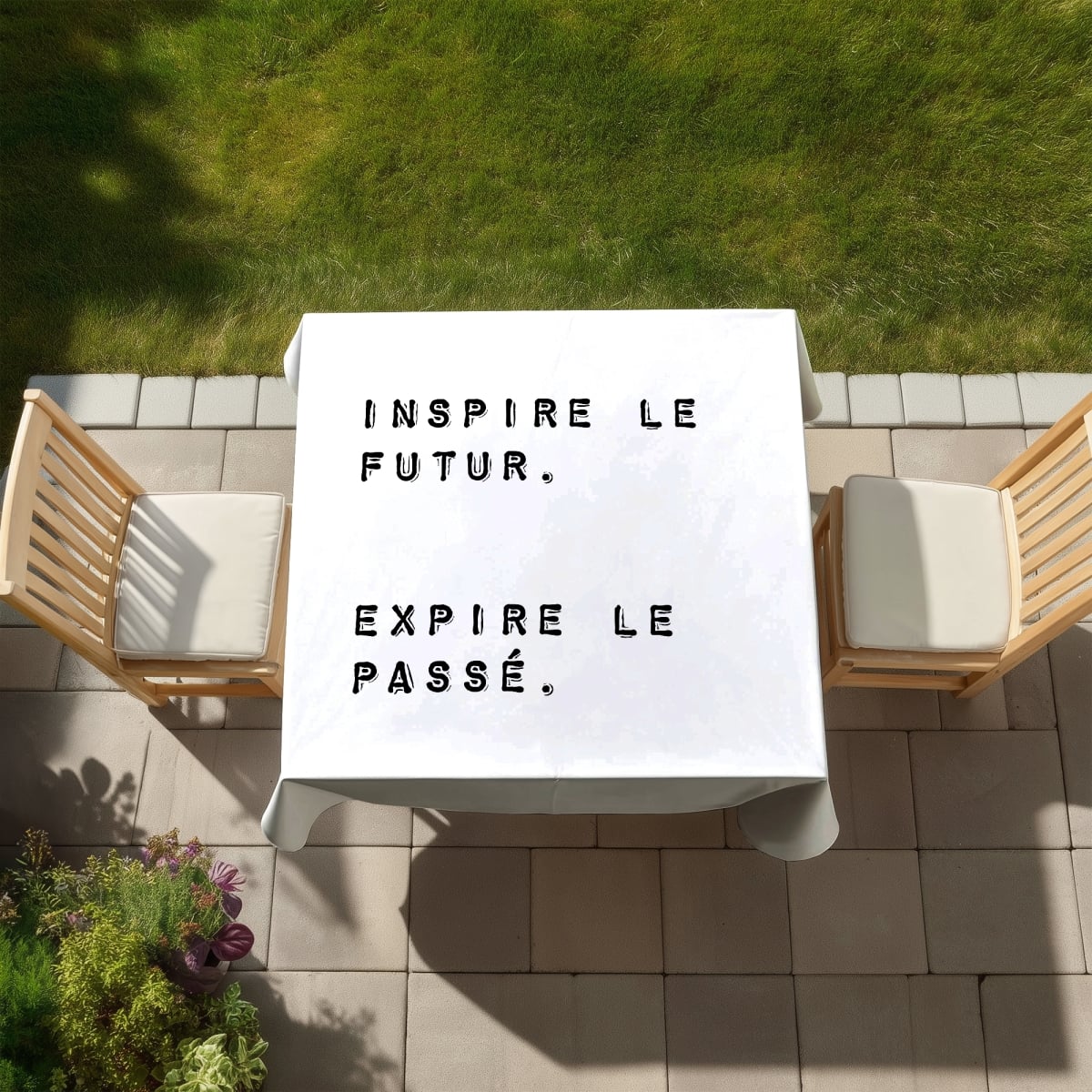 Picture of Begin Home Decor C1TC5858IY9SDZ 58 x 58 in. White Minimalist Tablecloth for Home Decor - Inspire the Future
