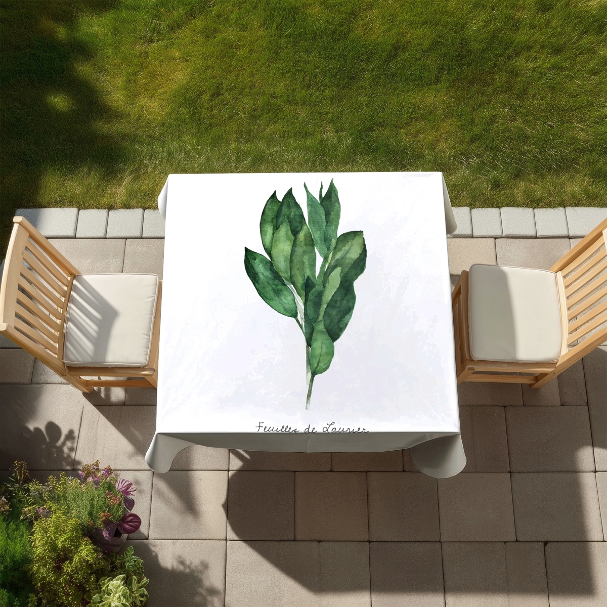 Picture of Begin Home Decor C1TC5858MRU9ZE 58 x 58 in. Bay Leaves Bundle Tablecloth - Indoor Outdoor Home Decor