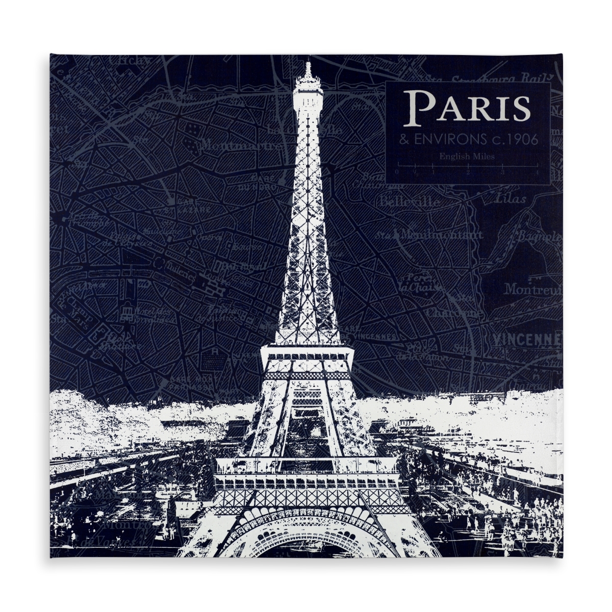 Picture of Begin Home Decor C1TC5858NVG0Z7 58 x 58 in. Paris Blue Eiffel Tower Tablecloth - Indoor & Outdoor Home Decor