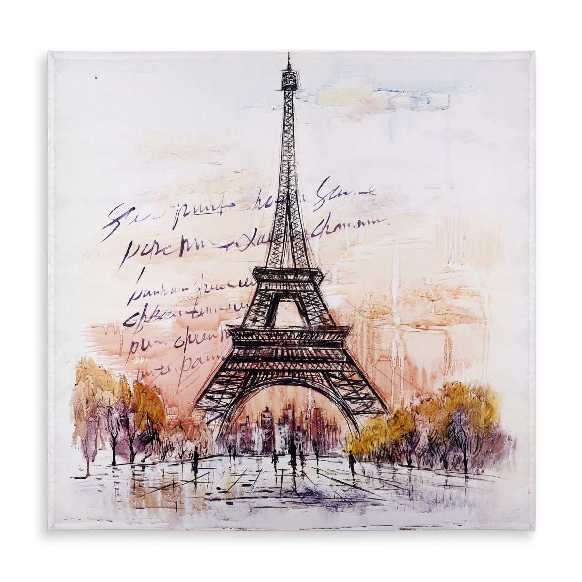 Picture of Begin Home Decor C1TC5858LRWOHF 58 x 58 in. Eiffel Tower Sketch Tablecloth - Romantic Indoor & Outdoor Decor