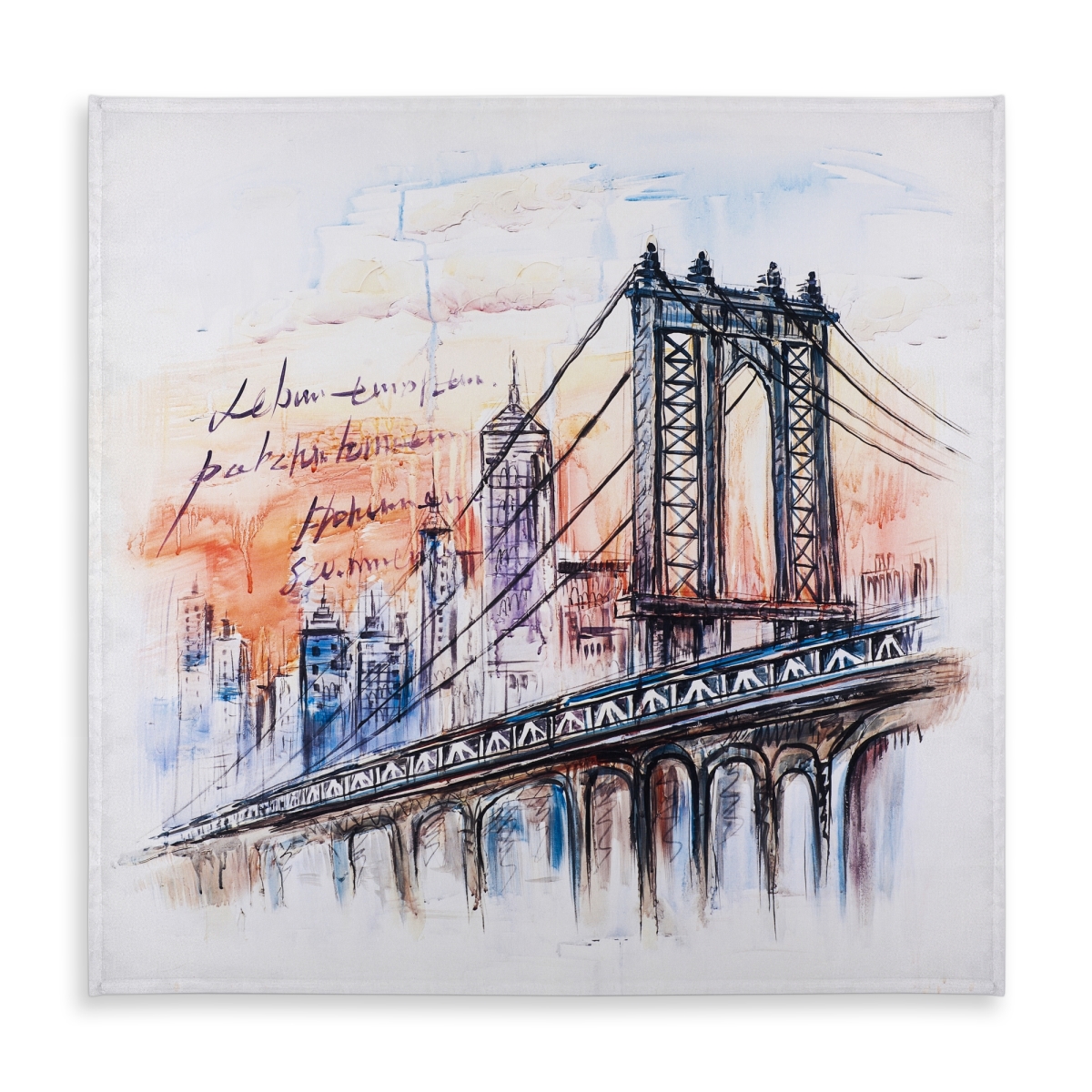 Picture of Begin Home Decor C1TC5858I364UV 58 x 58 in. Bridge Sketch Tablecloth - Indoor & Outdoor Decor for Bedroom