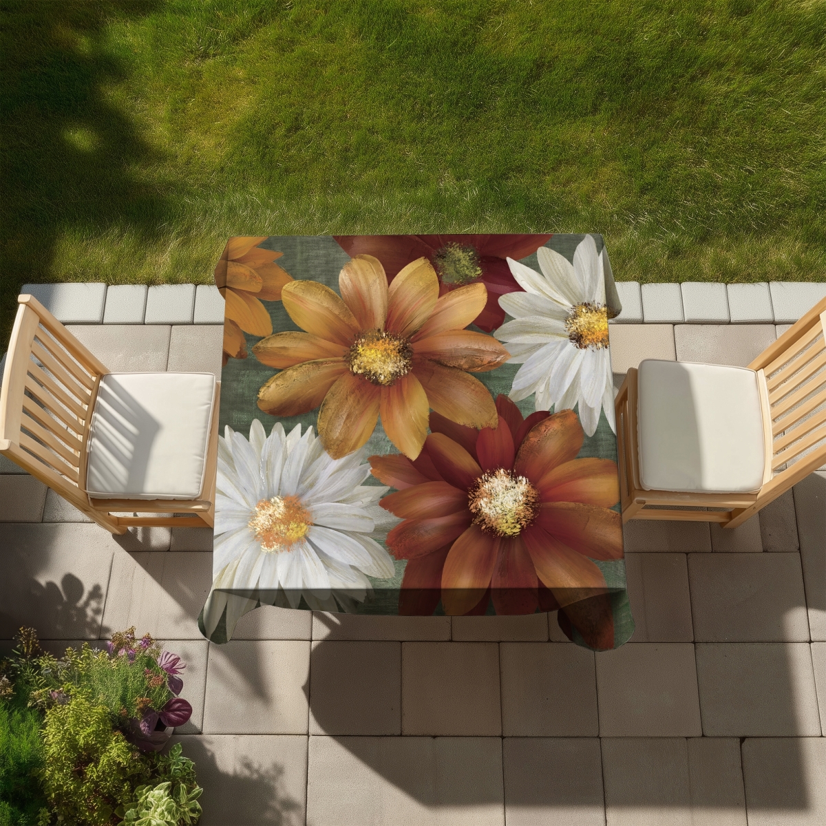 Picture of Begin Home Decor C1TC5858MXUVNF 58 x 58 in. Contemporary Fall Colors Floral Tablecloth - Indoor Outdoor Decor