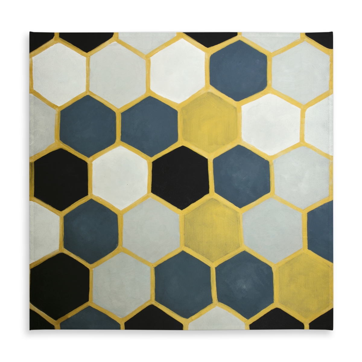 Picture of Begin Home Decor C1TC5858LPTSH8 58 x 58 in. Blue & Gold Cells Tablecloth - Modern Indoor & Outdoor Decor