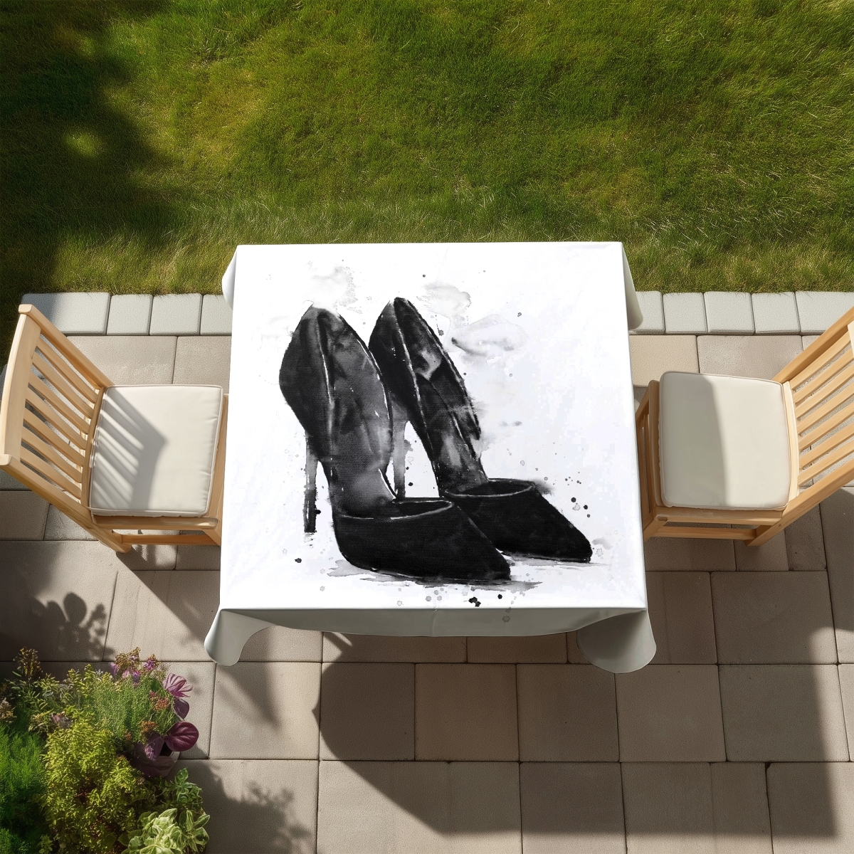 Picture of Begin Home Decor C1TC5858J0WF5C 58 x 58 in. Minimalist Black Tablecloth - Indoor Outdoor Home Decor