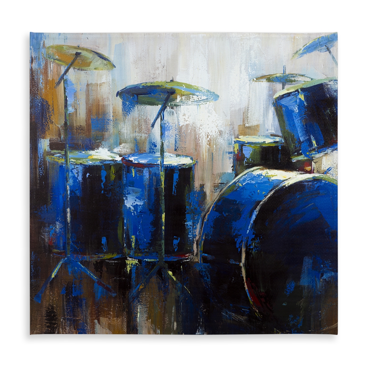Picture of Begin Home Decor C1TC5858B65F22 58 x 58 in. Blue Industrial Instrument Tablecloth - Abstract Drums Decor