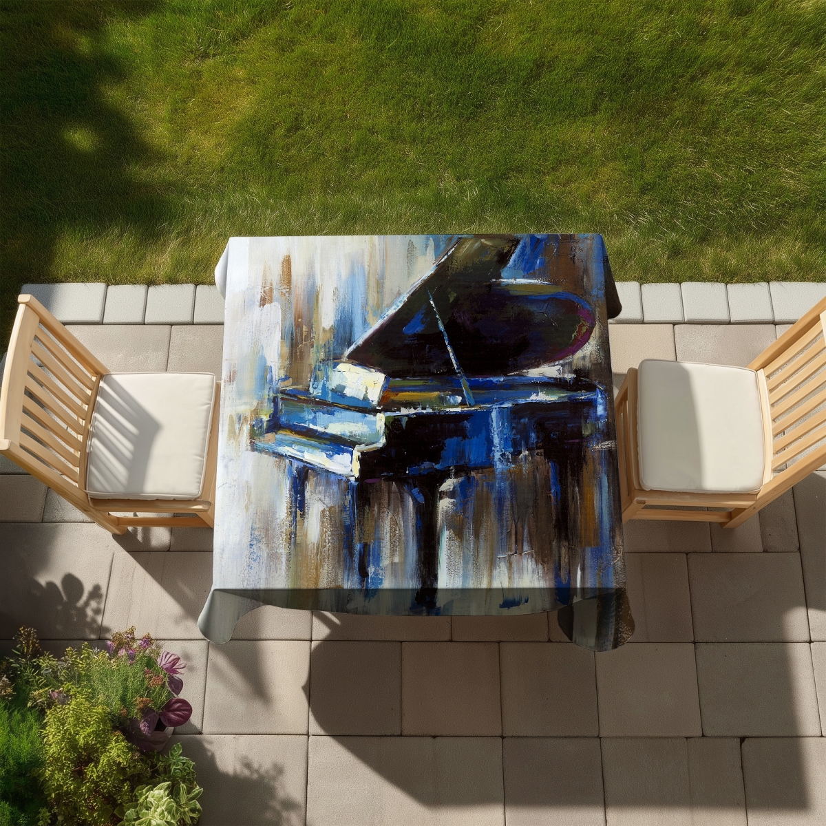 Picture of Begin Home Decor C1TC5858GCO3HU 58 x 58 in. Abstract Grand Piano Tablecloth - Indoor & Outdoor Home Decor