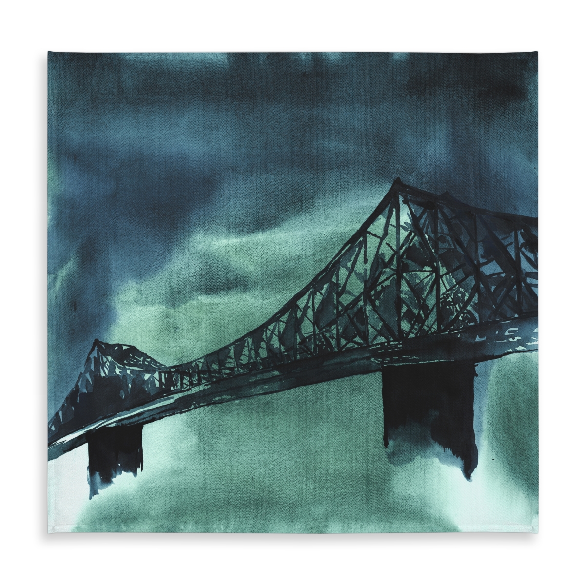 Picture of Begin Home Decor C1TC5858VEPQD8 Montreal Jacques-Cartier Bridge Tablecloth - Indoor & Outdoor Decor - 58 x 58 in.