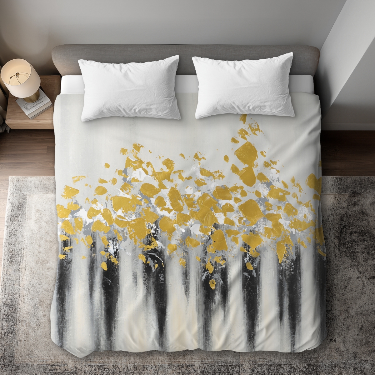 C1DCKSW08C6YYF Small Golden Spots King Size Duvet Cover - Industrial Man Cave Decor