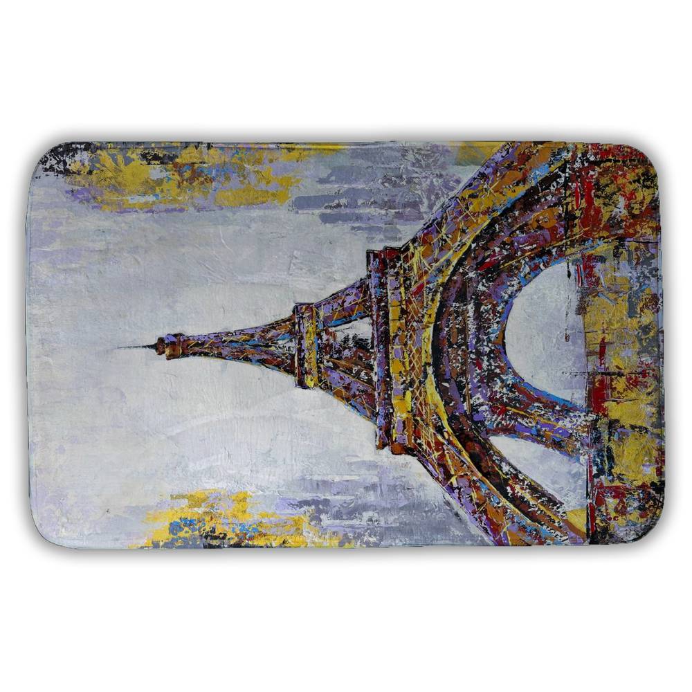 5930-3421-CI46 21 x 34 in. Yellow Bath Mat - Abstract Eiffel Tower Design for Home Decor