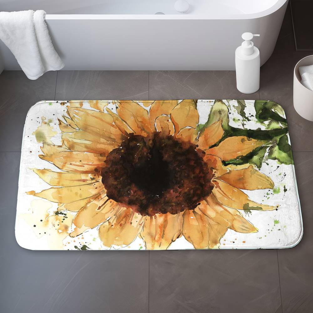 5930-3421-FL343 21 x 34 in. Rustic Floral Bath Mat - Big Sunflower Kitchen Home Decor
