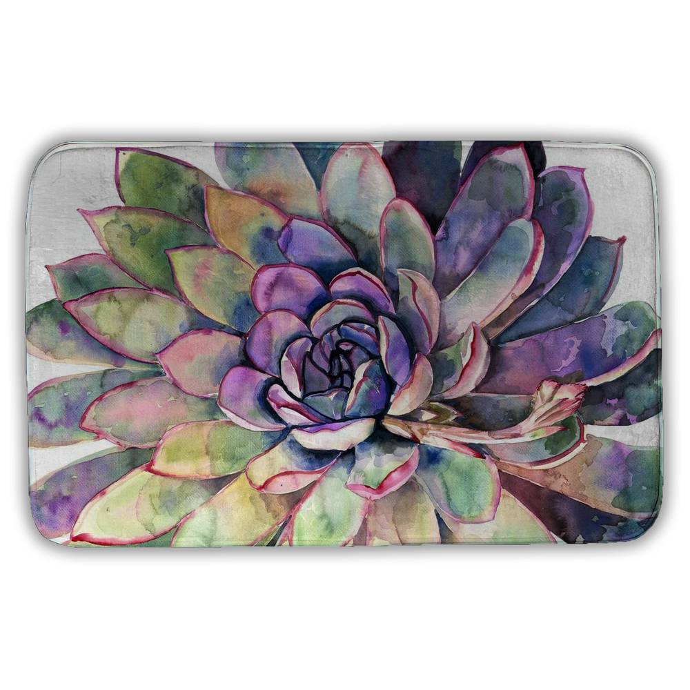 5930-3421-FL361 21 x 34 in. Purple Exotic Bath Mat - Multi Colored Succulent Home Decor