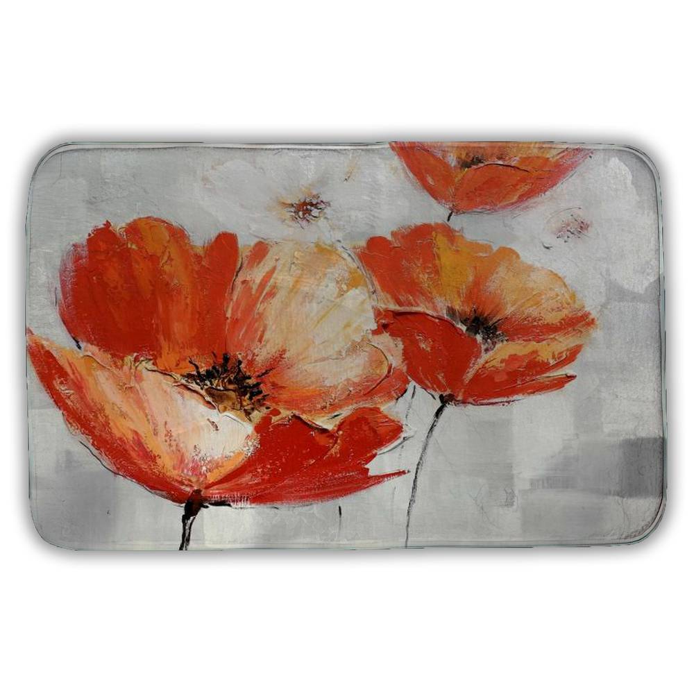 5930-2134-FL56-CR 21 x 34 in. Botanical Bedroom Red Bath Mat - Red Wild Flowers Home Decor