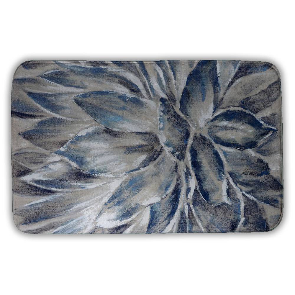 5930-3421-FL95 21 x 34 in. Blue Botanical Bath Mat - Blue & Gray Flower Home Decor