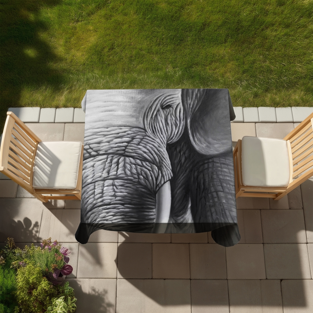 Picture of Begin Home Decor C1TC5858TORVN4 58 x 58 in. Elephant Tablecloth - Indoor Outdoor Home Decor - Living Room