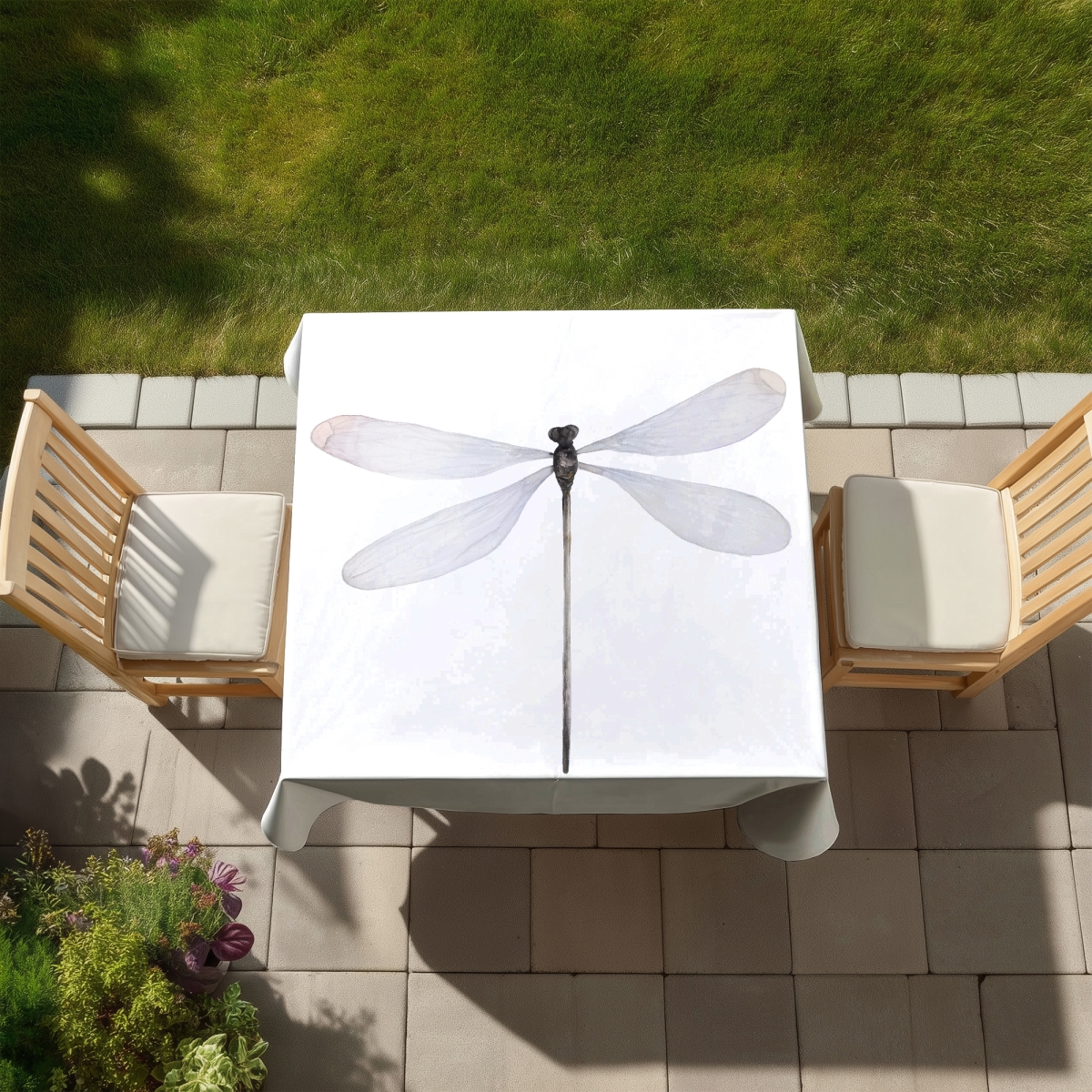 Picture of Begin Home Decor C1TC5858NR5ROV 58 x 58 in. Minimalist Dragonfly Tablecloth - Gray Insect Decor & Indoor & Outdoor