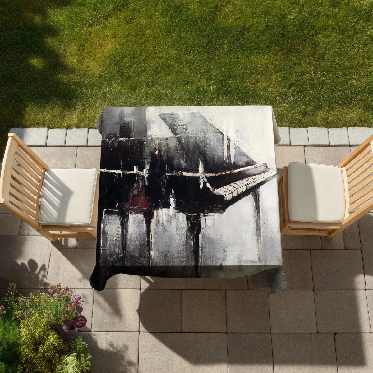 Picture of Begin Home Decor C1TC58586X4AJQ 58 x 58 in. Industrial Style Piano Tablecloth - Brown Indoor & Outdoor Decor
