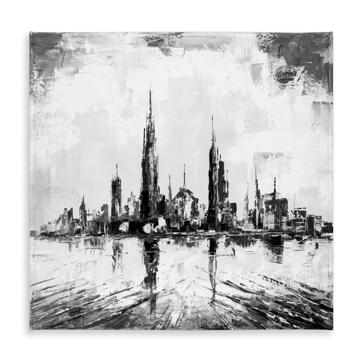 Picture of Begin Home Decor C1TC5858O5Y4SB 58 x 58 in. Monochrome Abstract City Tablecloth - Indoor & Outdoor Decor