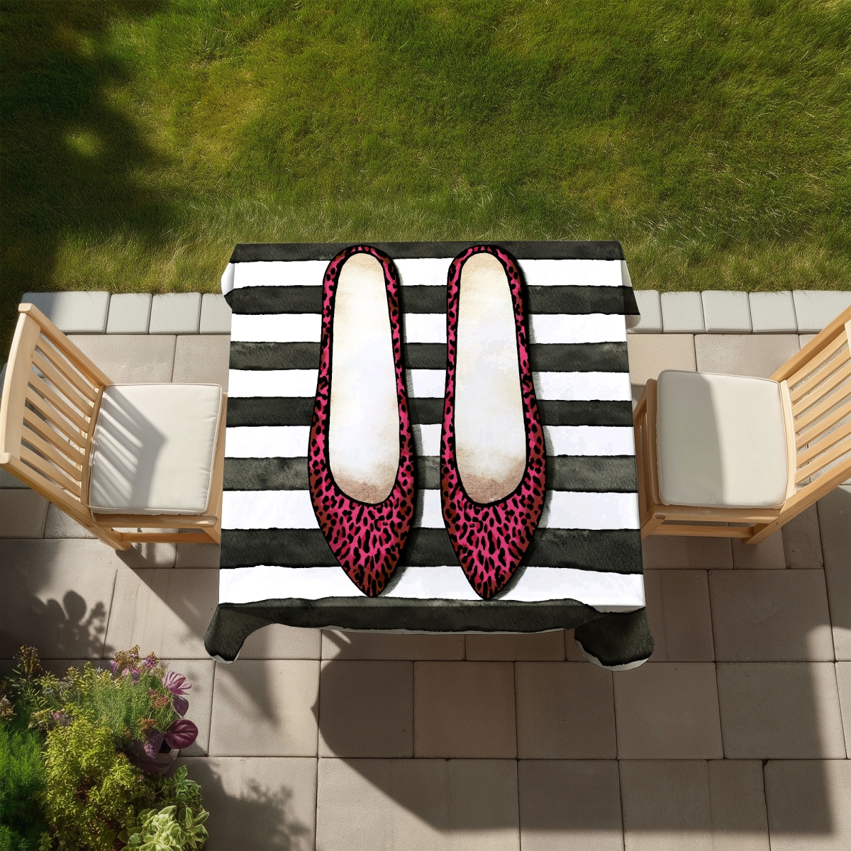 Picture of Begin Home Decor C1TC5858K6EJXZ 58 x 58 in. Leopard Pink Shoes Tablecloth - Indoor & Outdoor Home Decor