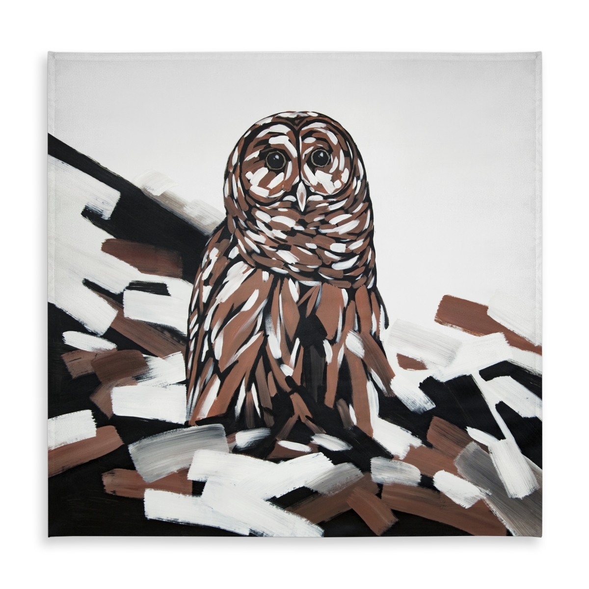 Picture of Begin Home Decor C1TC5858AMBA7F 58 x 58 in. Tawny Owl Bird Rustic White Tablecloth - Indoor & Outdoor Decor
