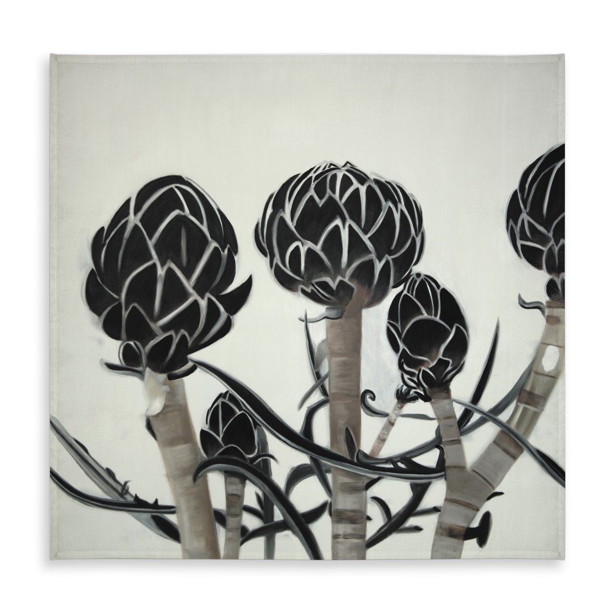 Picture of Begin Home Decor C1TC585810FQMZ 58 x 58 in. Artichokes Black Floral Botanical Tablecloth - Indoor & Outdoor