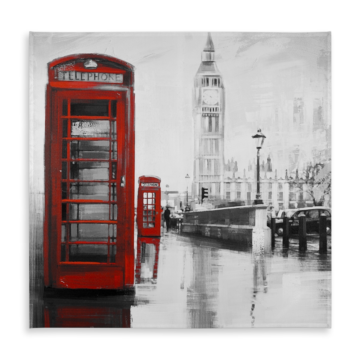 Picture of Begin Home Decor C1TC585867QYY7 58 x 58 in. Red Phonebooth Tablecloth - Scenic Gray Indoor & Outdoor Decor