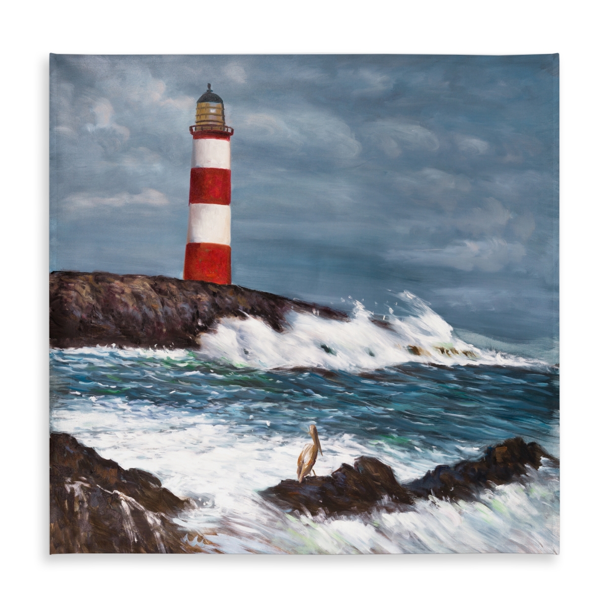 Picture of Begin Home Decor C1TC5858IFKPH7 58 x 58 in. Coastal Building Lighthouse Tablecloth - Indoor & Outdoor Decor