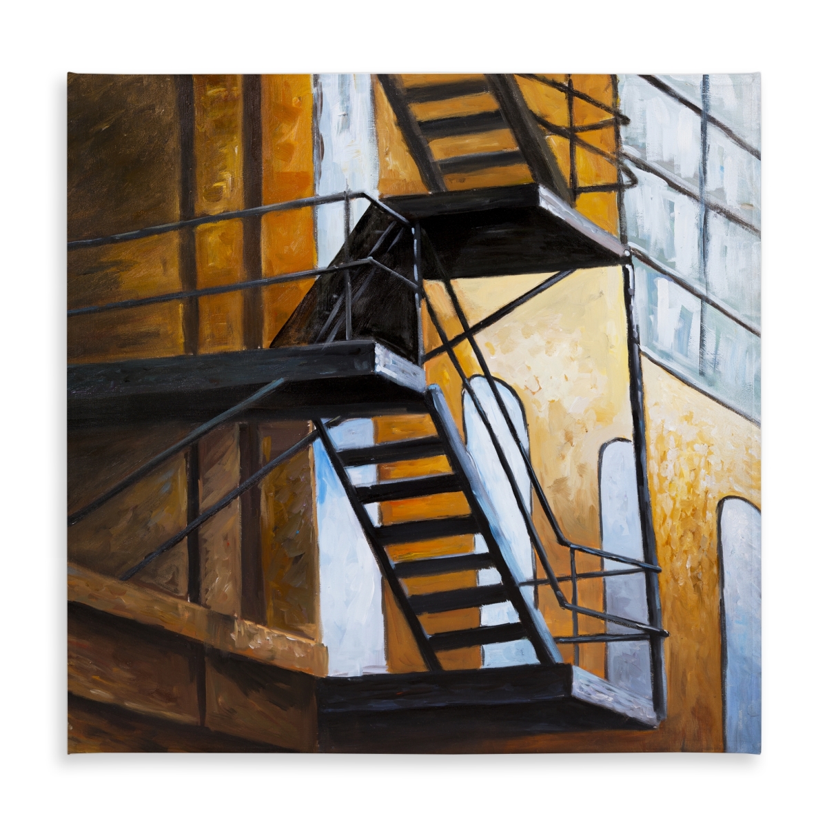 Picture of Begin Home Decor C1TC5858EKP5II 58 x 58 in. Industrial Tablecloth - Apartment Building Escape in NYC
