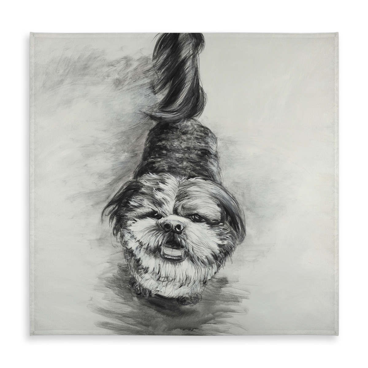 Picture of Begin Home Decor C1TC5858E28QHU 58 x 58 in. Happy Dog Sketch Tablecloth - White Animal Decor & Indoor & Outdoor