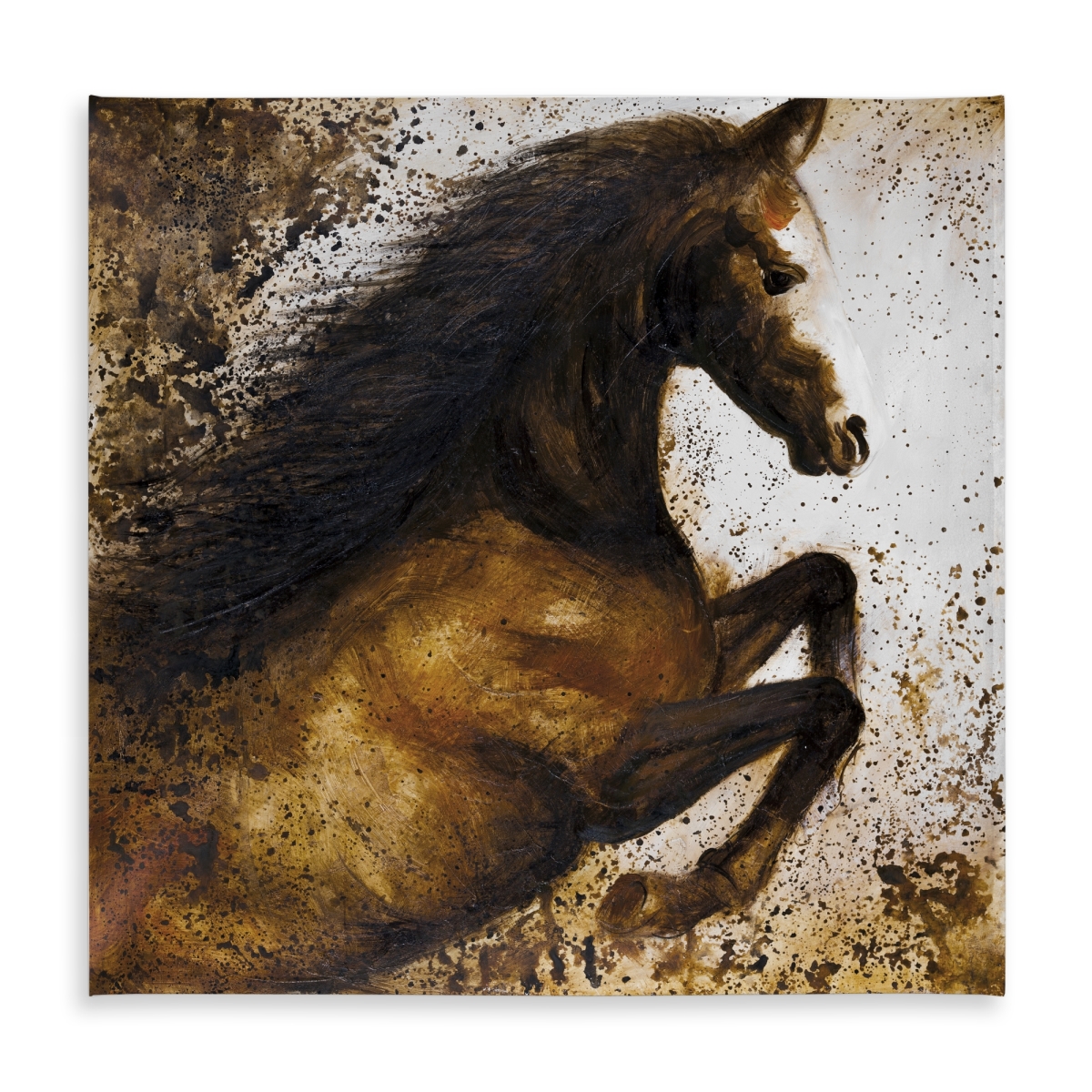 Picture of Begin Home Decor C1TC5858KHKR5V 58 x 58 in. Brown Animals Tablecloth - Horse Rushing Into Dust Decor