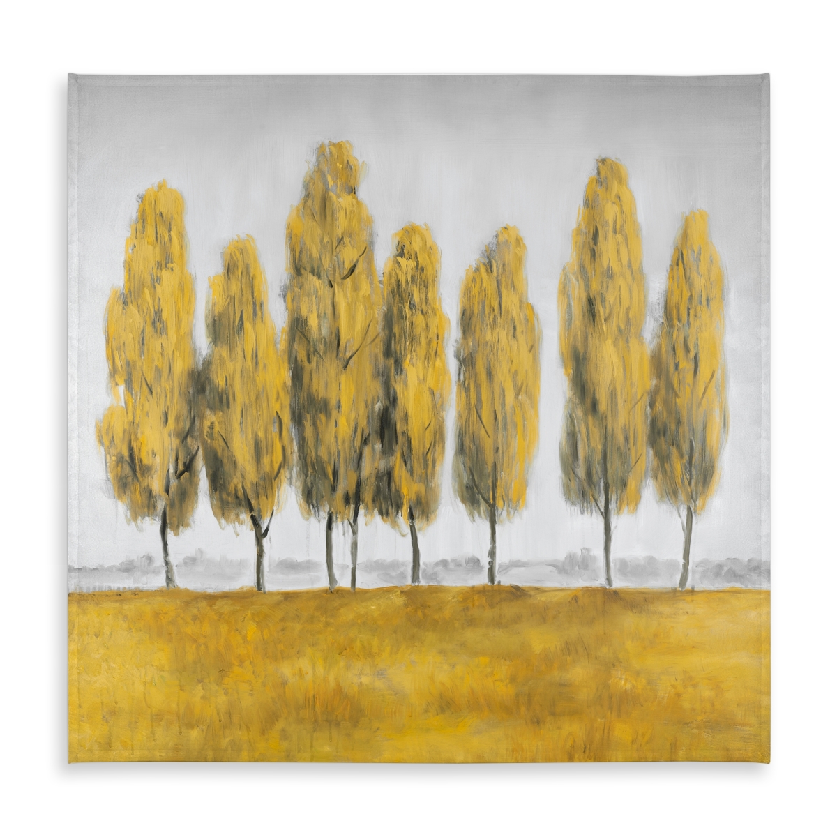 Picture of Begin Home Decor C1TC58585O7LW6 58 x 58 in. Abstract Yellow Trees - Gray Indoor & Outdoor Tablecloth Decor
