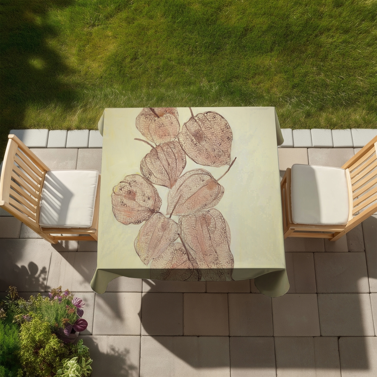 Picture of Begin Home Decor C1TC5858MV8465 58 x 58 in. Closed Ground Cherries Tablecloth - Rustic Floral Home Decor