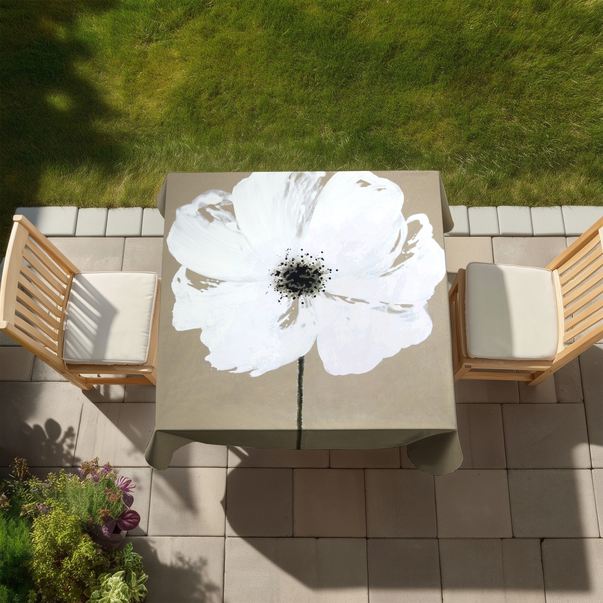 Picture of Begin Home Decor C1TC585870TWFC 58 x 58 in. Abstract Color Splash Flower Tablecloth - Indoor & Outdoor Decor