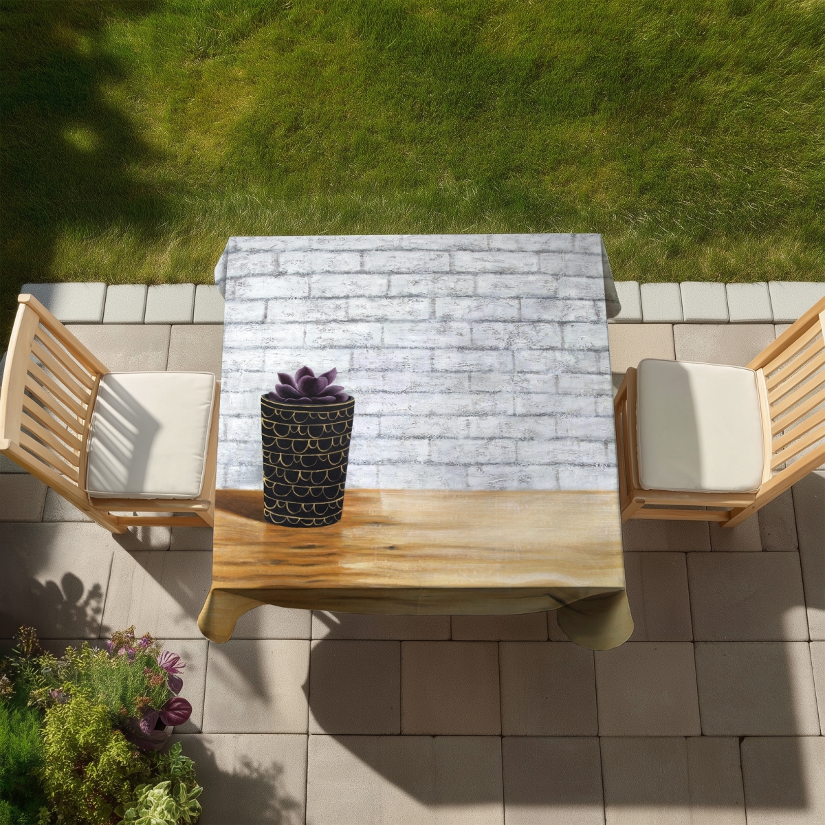 Picture of Begin Home Decor C1TC5858MM6ING 58 x 58 in. Succulent in A Pot Tablecloth - Indoor & Outdoor Home Decor