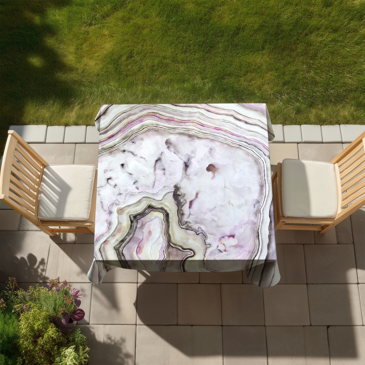 Picture of Begin Home Decor C1TC5858J1LMSM 58 x 58 in. Agate Pattern Abstract Tablecloth - Indoor & Outdoor Home Decor