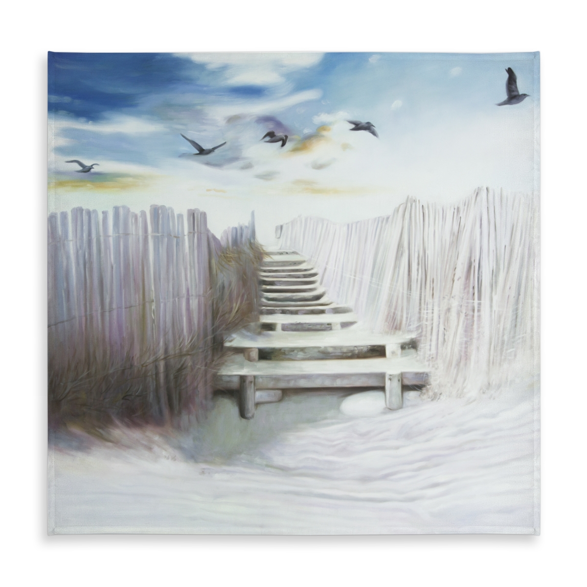 Picture of Begin Home Decor C1TC5858YYZZND 58 x 58 in. Break at the Beach Blue Bird Tablecloth - Indoor & Outdoor Decor