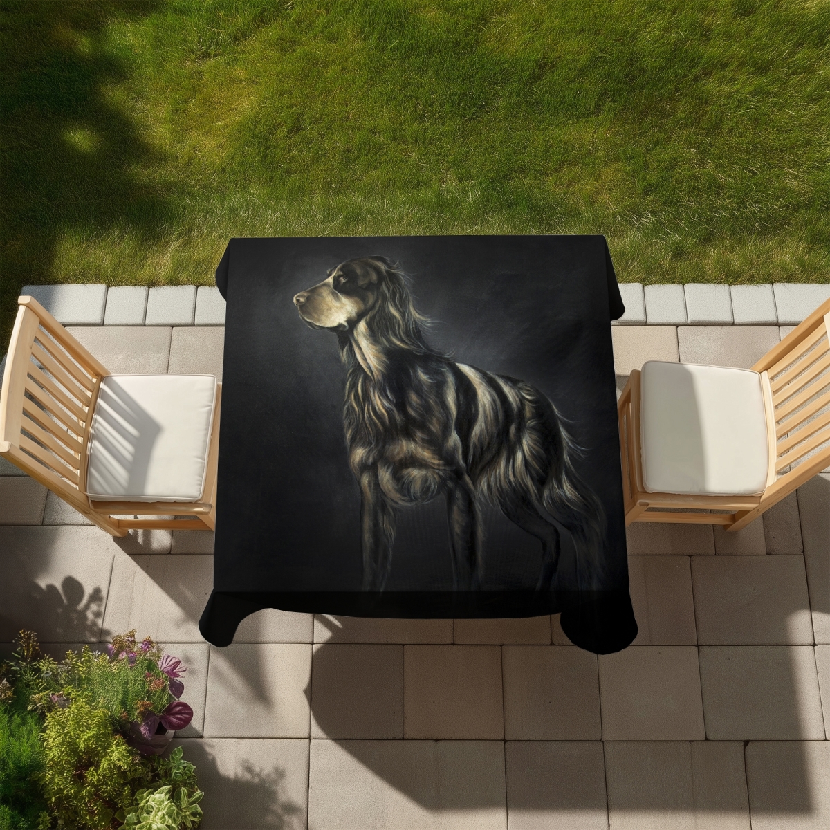 Picture of Begin Home Decor C1TC5858BIGNMM 58 x 58 in. Picard Spaniel Tablecloth - Indoor & Outdoor Brown Home Decor