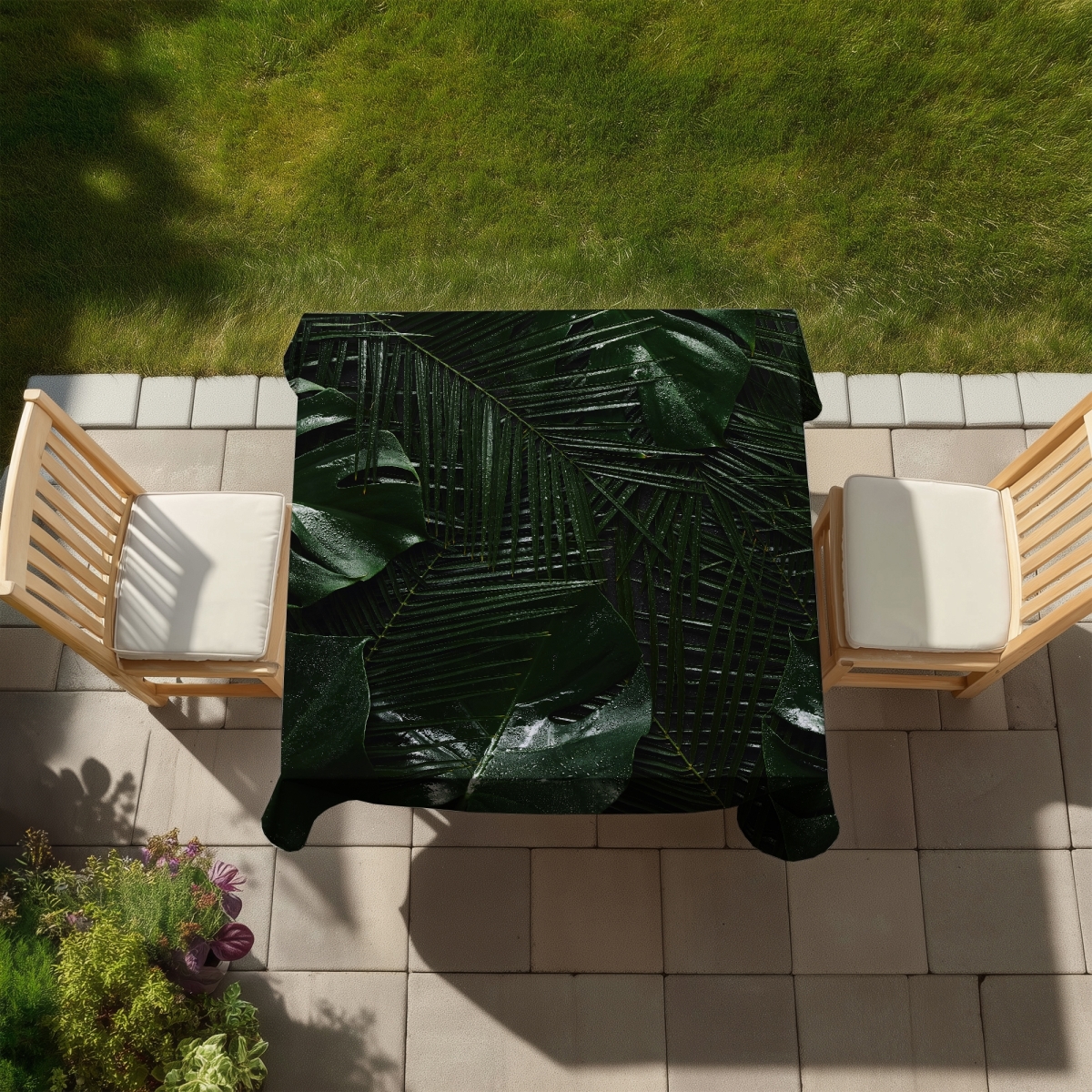 Picture of Begin Home Decor C1TC5858UB2ZFU 58 x 58 in. Tropical Jungle Tablecloth - Exotic Floral Botanical Decor