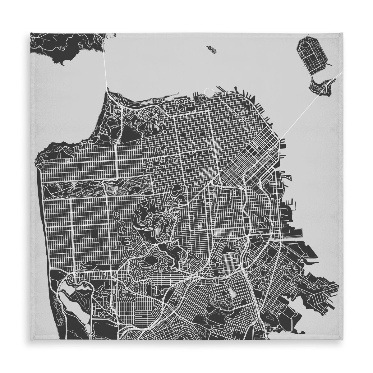 Picture of Begin Home Decor C1TC58584Y3HIE 58 x 58 in. San Francisco City Plan Tablecloth - Indoor & Outdoor Decor