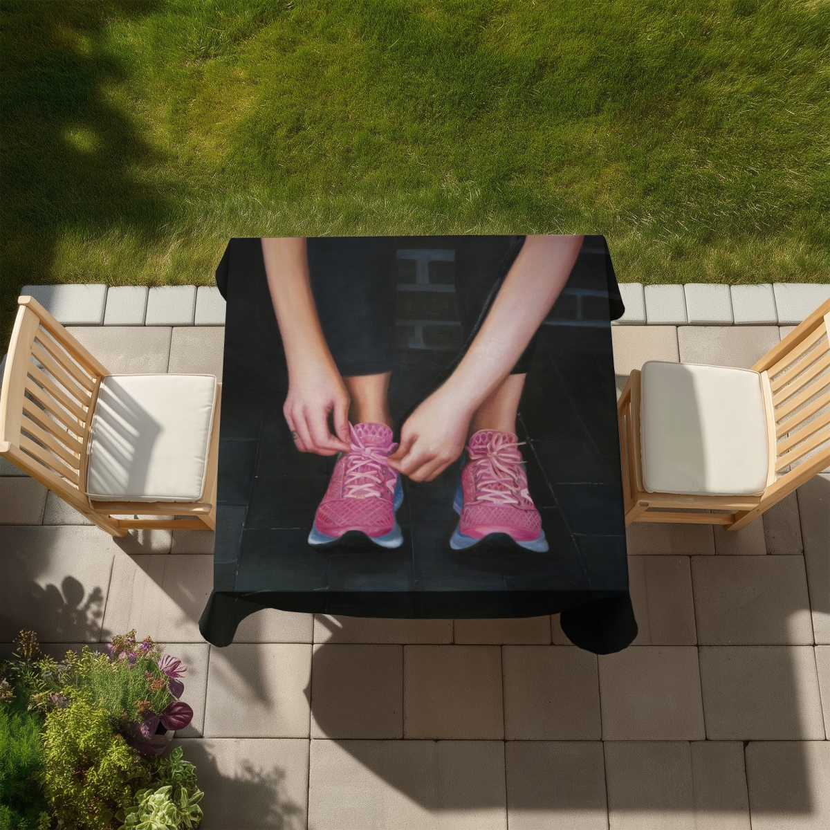 Picture of Begin Home Decor C1TC5858VF4OVJ 58 x 58 in. Ready for the Race Black Tablecloth - Indoor & Outdoor Decor